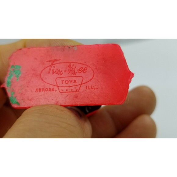 2 5/8" Tim Mee Plastic Cowboy Vintage Wild West Toy Figures Red w Green Hat - Picture 3 of 8